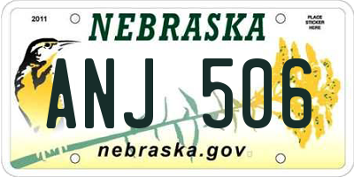 NE license plate ANJ506