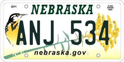 NE license plate ANJ534