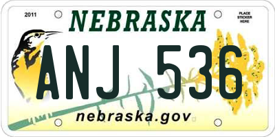 NE license plate ANJ536