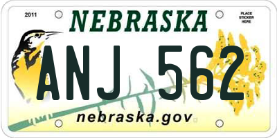 NE license plate ANJ562