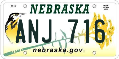 NE license plate ANJ716