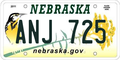 NE license plate ANJ725