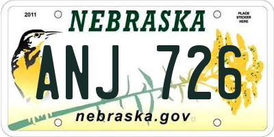 NE license plate ANJ726