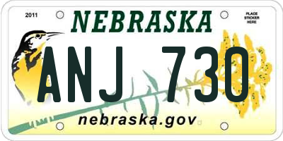 NE license plate ANJ730