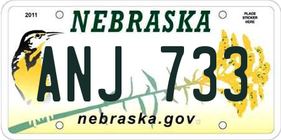 NE license plate ANJ733