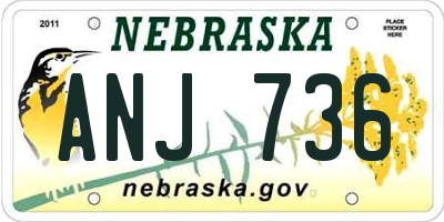 NE license plate ANJ736