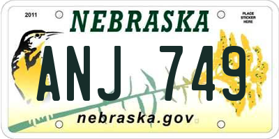 NE license plate ANJ749