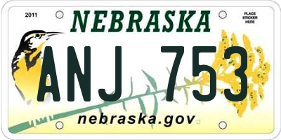 NE license plate ANJ753