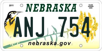 NE license plate ANJ754