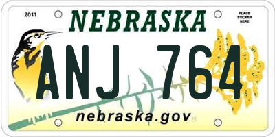 NE license plate ANJ764
