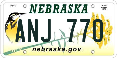 NE license plate ANJ770