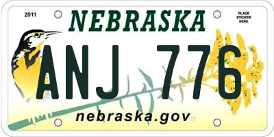 NE license plate ANJ776