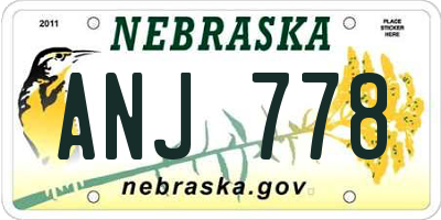 NE license plate ANJ778