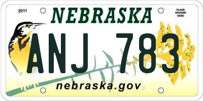 NE license plate ANJ783