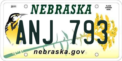 NE license plate ANJ793