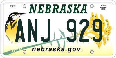 NE license plate ANJ929
