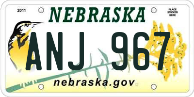 NE license plate ANJ967
