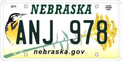 NE license plate ANJ978