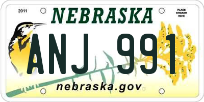 NE license plate ANJ991
