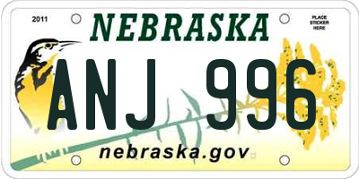 NE license plate ANJ996