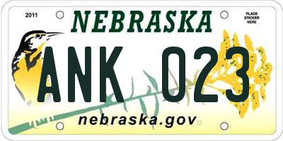 NE license plate ANK023