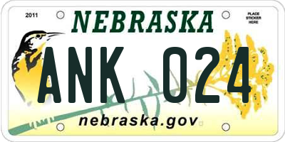 NE license plate ANK024
