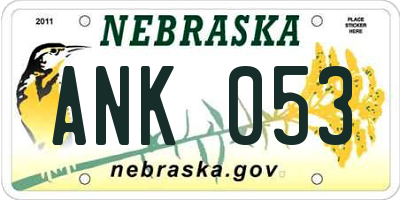 NE license plate ANK053