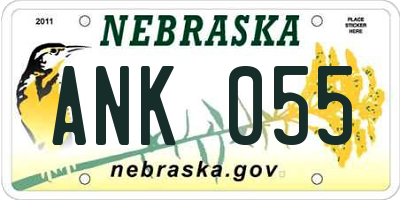 NE license plate ANK055