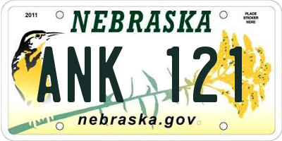 NE license plate ANK121