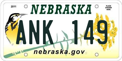 NE license plate ANK149
