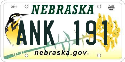 NE license plate ANK191