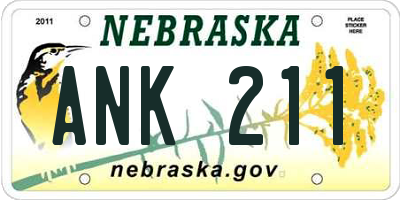 NE license plate ANK211