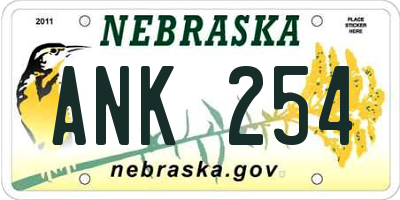 NE license plate ANK254