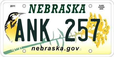 NE license plate ANK257