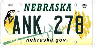 NE license plate ANK278