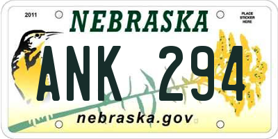 NE license plate ANK294