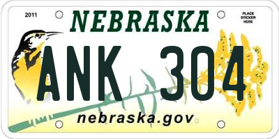 NE license plate ANK304