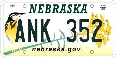 NE license plate ANK352