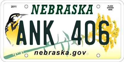 NE license plate ANK406