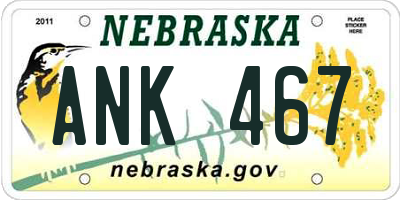 NE license plate ANK467