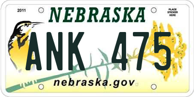 NE license plate ANK475