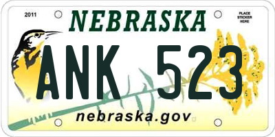 NE license plate ANK523