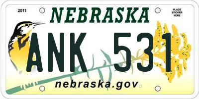 NE license plate ANK531