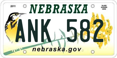 NE license plate ANK582