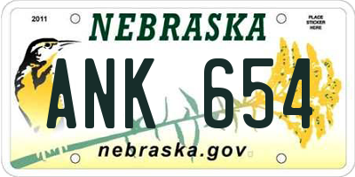 NE license plate ANK654