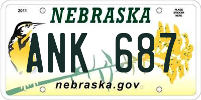 NE license plate ANK687
