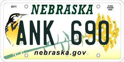 NE license plate ANK690