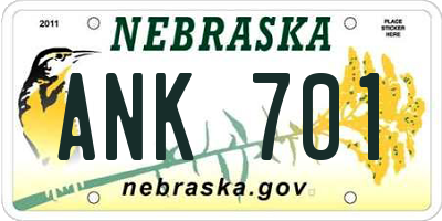 NE license plate ANK701
