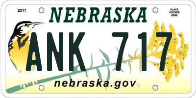 NE license plate ANK717