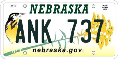 NE license plate ANK737